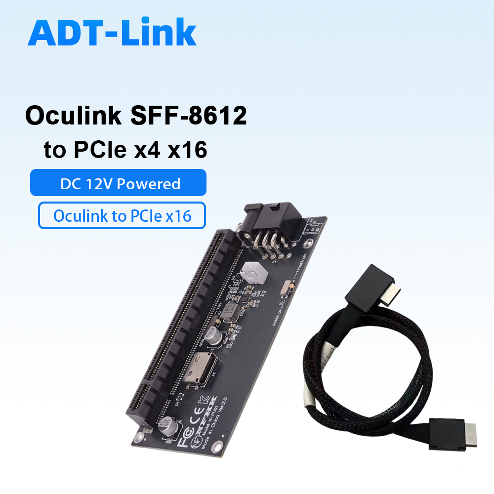 Pcie 4.0 X16 Riser Cable 90 Degree - Адаптер-карта Oculink SFF-8612 на PCIe X4